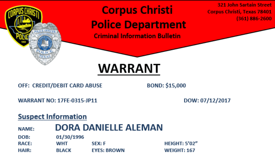 Credit Card Abuse Warrant CCPD Blotter