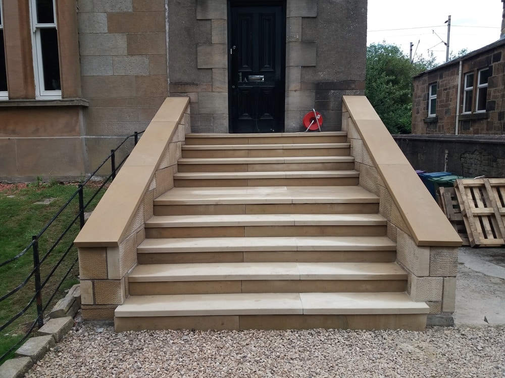 50mm Sandstone Cladding treads and rises Cruickshank Stonemasons Glasgow