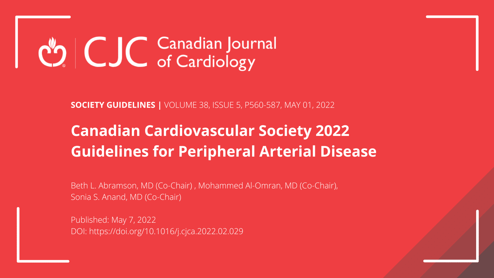 The CCS 2022 Peripheral Arterial Disease (PAD) Guidelines are here