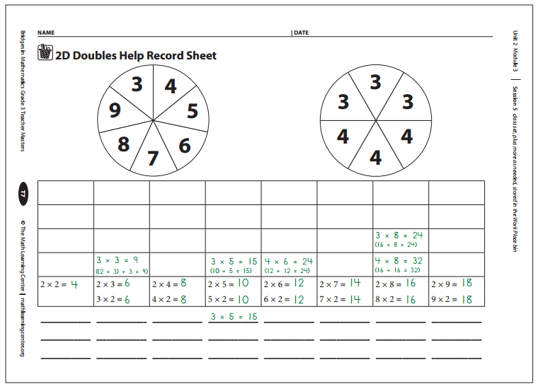Bridges in Mathematics Grade 3 Student Book Unit 2 Module 3 Answer Key