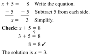 Big Ideas Math Algebra 1 Answers Chapter 1 Solving Linear Equations