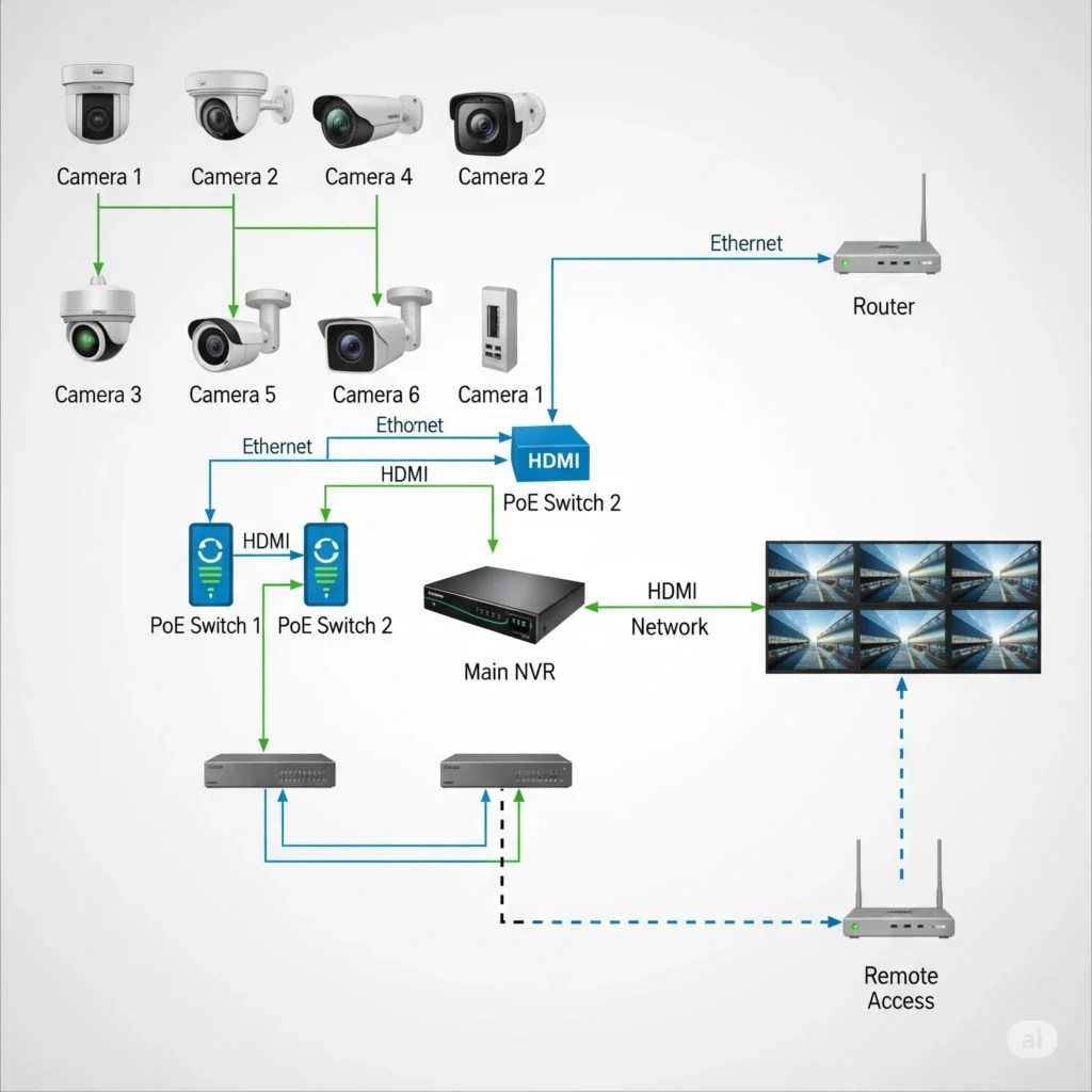 CCTV Wiring Diagram for Home and Office- Full Illustration