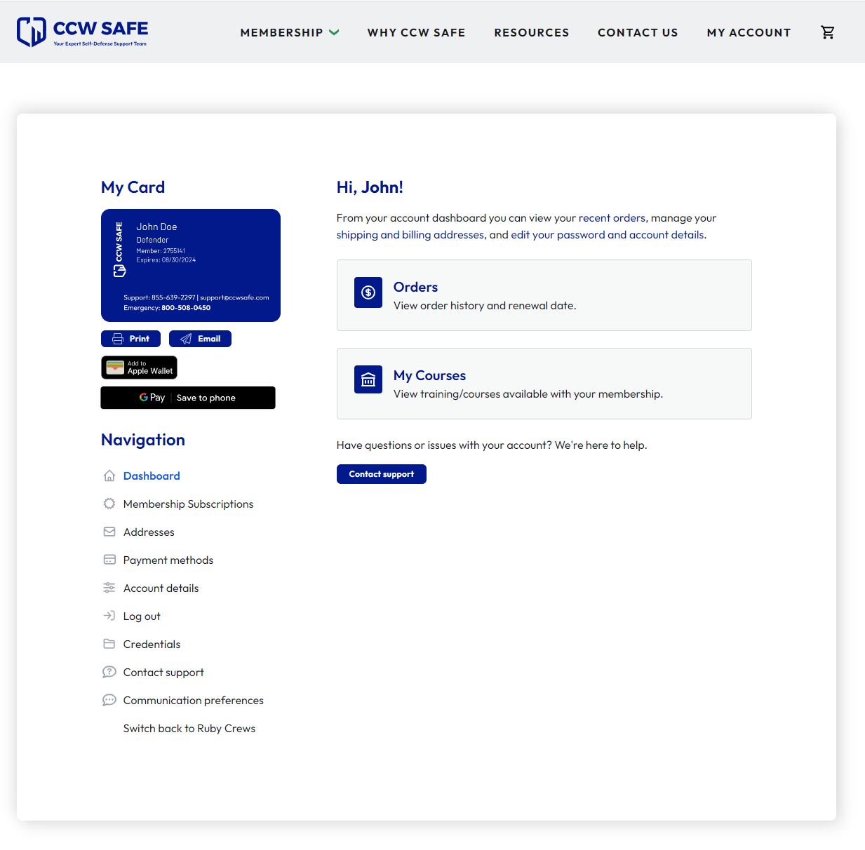 How do I update my credit card? CCWSafe