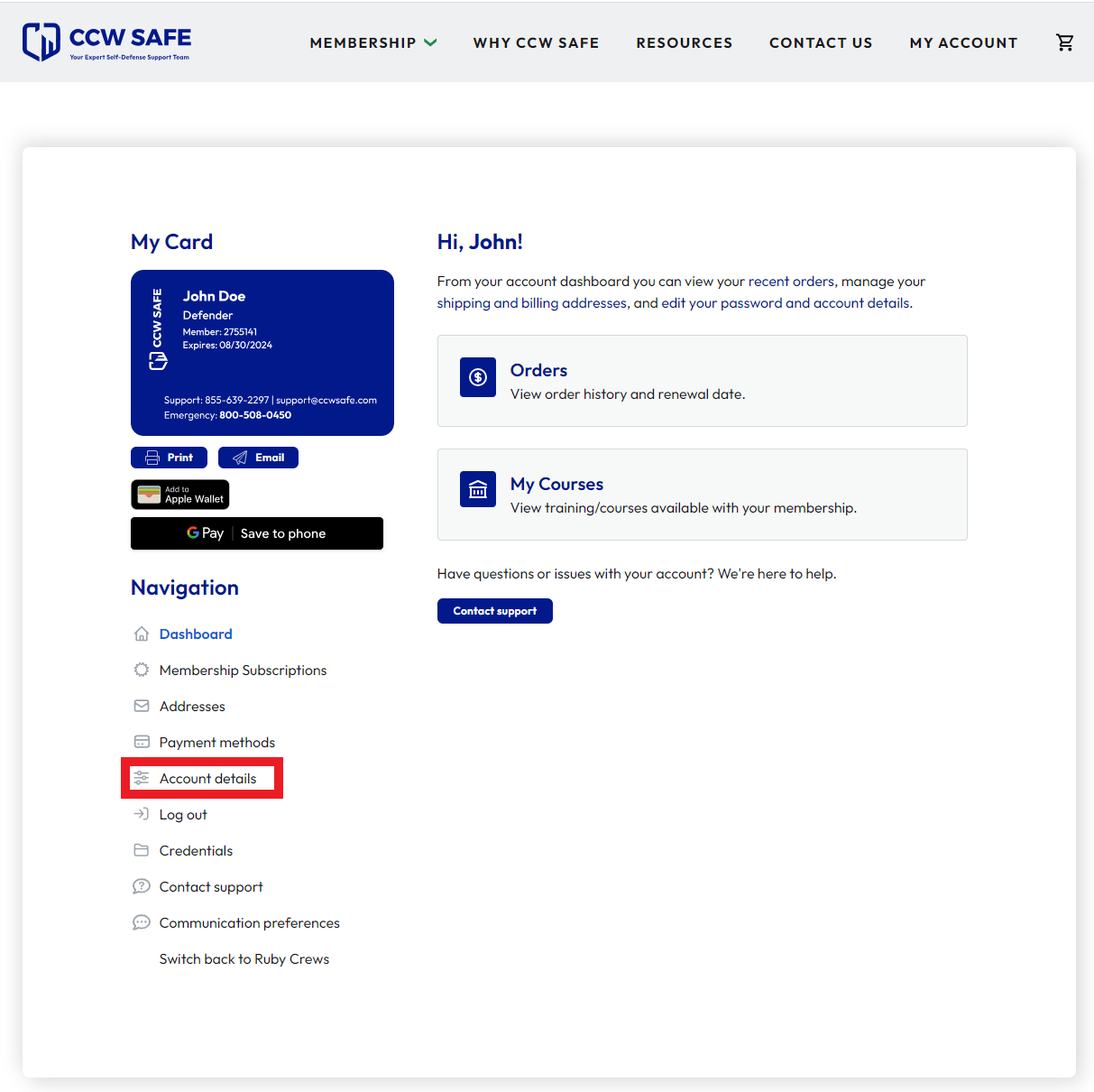 How to update email address CCWSafe