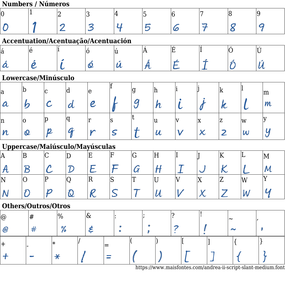 Andrea II Script Slant Medium Free Font Download MaisFontes
