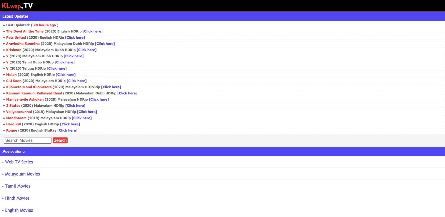 Klwap 2021 Download Malayalam, Tamil, English, Hindi Movies & Web TV