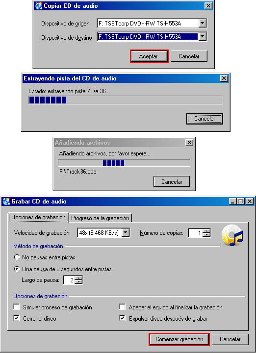 CDBurnerXP Copiar Disco de Audio