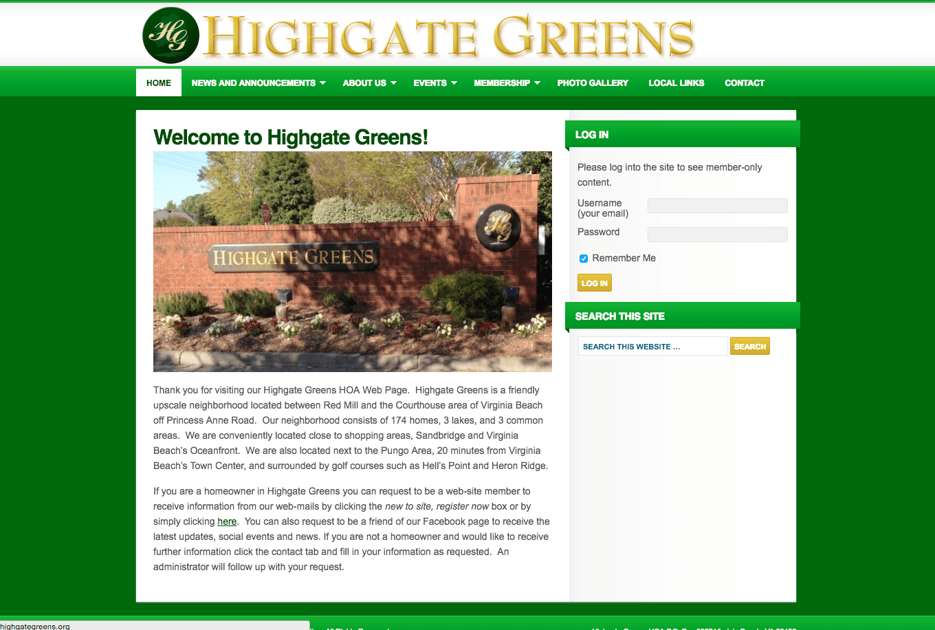 Highgate Greens HOA site CDG Marketing &  Design