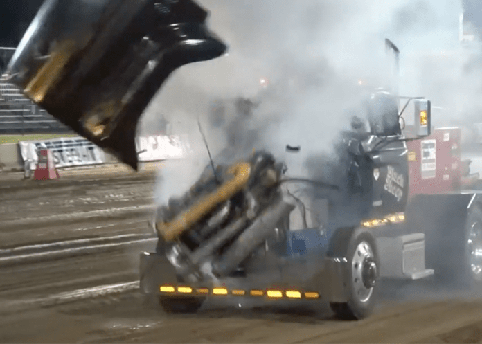 'Massive engine explosion' caught on camera at truck pull