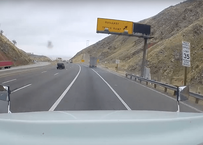 Trucker takes Grapevine runaway ramp in dash cam video
