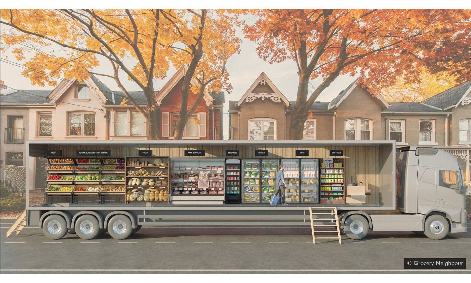 Grocery company looking to turn tractor trailers into traveling