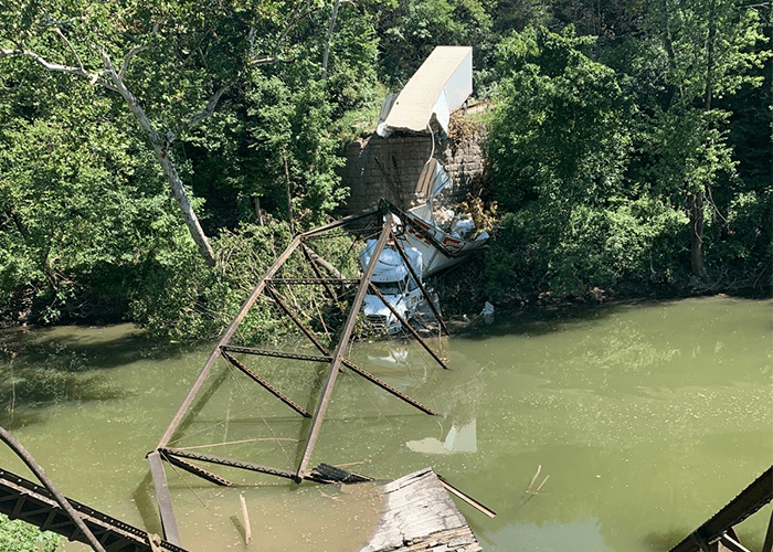 Semi truck collapses rural Missouri bridge