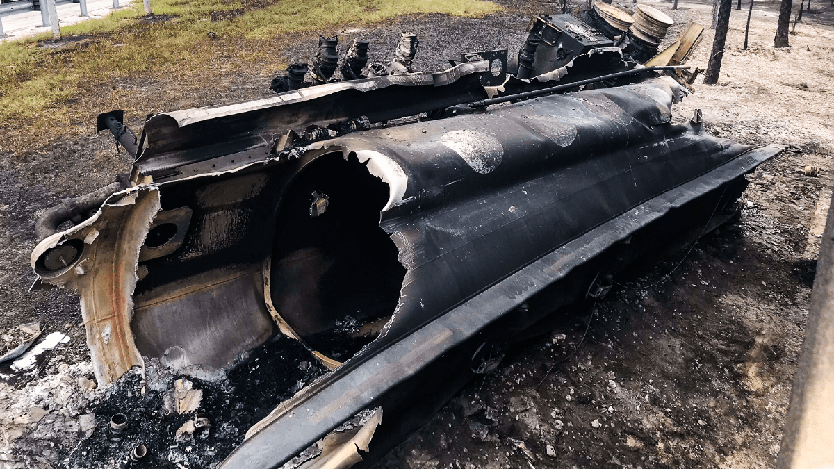 Gas tanker truck driver killed after plunge off ramp triggers explosion