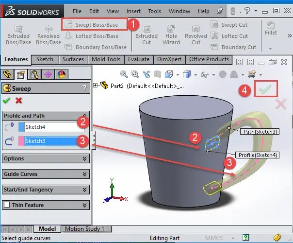 SolidWorks Tutorial SWEEP Tutorial45