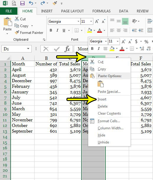 How to Insert a Column in Excel 2013 Live2Tech