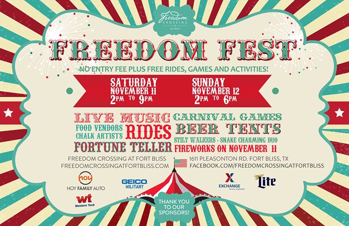 Freedom Fest Events Fort Bliss 2023 Freedom Fest at Fort Bliss Free Carnival Veterans Day Weekend! El Paso
