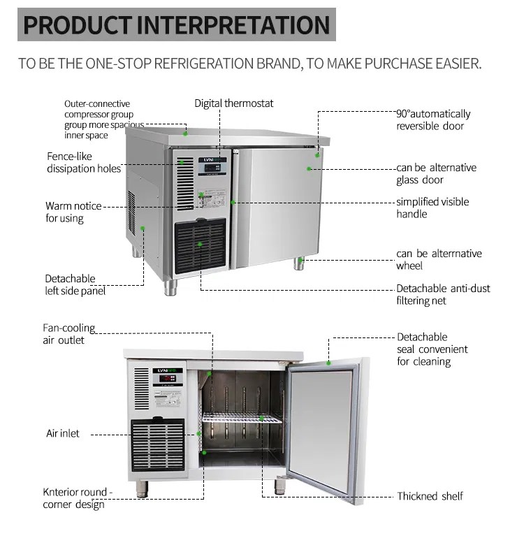 P series 0.9m kitchen undercounter Refrigerator And Freezer Guangzhou