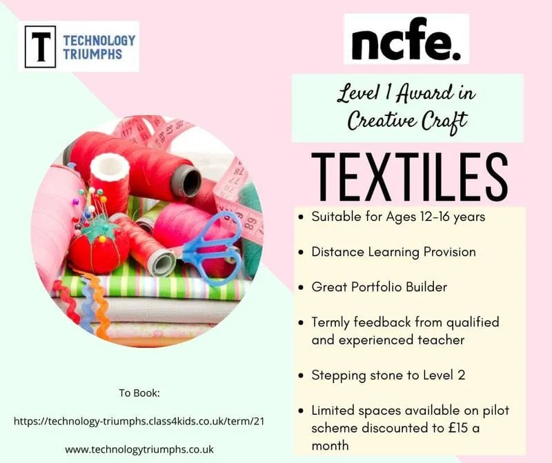 Distance Learning Level 1 Award in Creative Craft Textiles Technology
