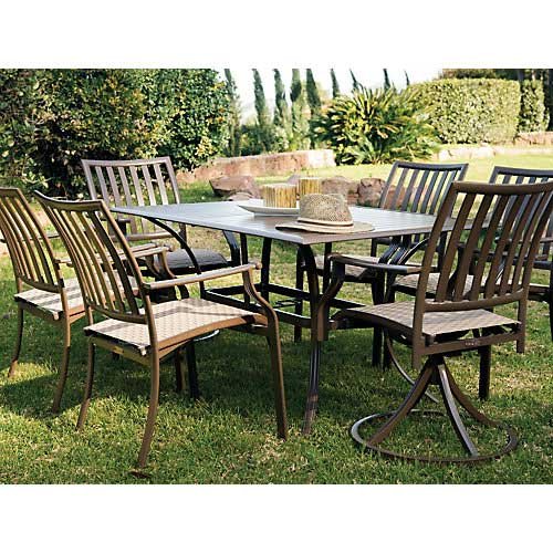 PANAMA JACK OUTDOOR ISLAND BREEZE 7PIECE SLATTED DINING GROUP SET