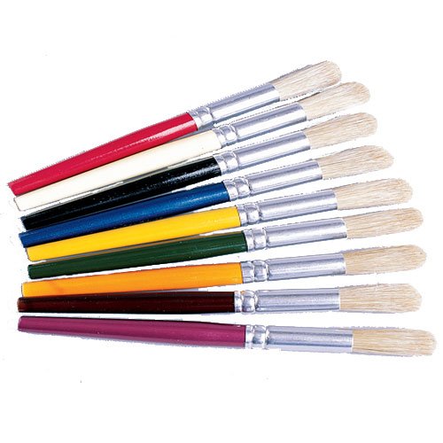 COLORCODED BEGINNER PAINT BRUSHES FOR KIDS SET OF 9 GTIN/EAN/UPC