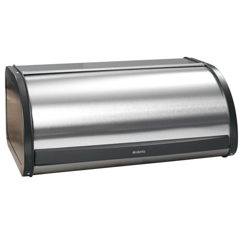BRABANTIA ROLL TOP BREAD BOX MATTE STEEL FINGERPRINT PROOF WITH BLACK