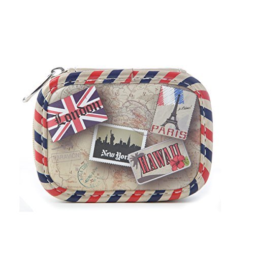 MIAMICA TRENDY VINTAGE STAMP PRINT PILL CASE WEEKLY VITAMINS TRAVEL