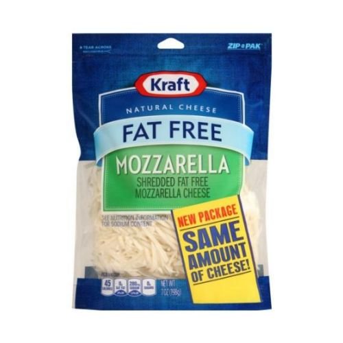 KRAFT ZIP PAK NATURAL SHREDDED FAT FREE MOZZARELLA CHEESE, 7 OUNCE