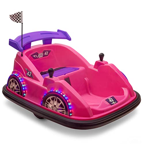 FLYBAR ELECTRIC RIDE ON BUMPER CAR RACER VEHICLE FOR KIDS, PINK/PURPLE