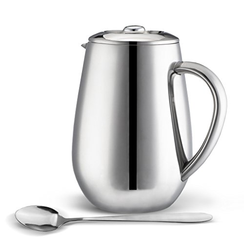 MIRA STAINLESS STEEL FRENCH PRESS COFFEE TEA BREWER DOUBLE WALL 1 LITER