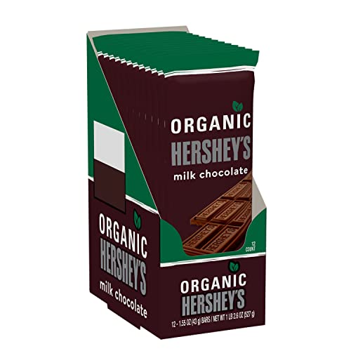 HERSHEYS ORGANIC MILK CHOCOLATE BAR, 1.55 OZ. (PACK OF 12) NEW VERSION