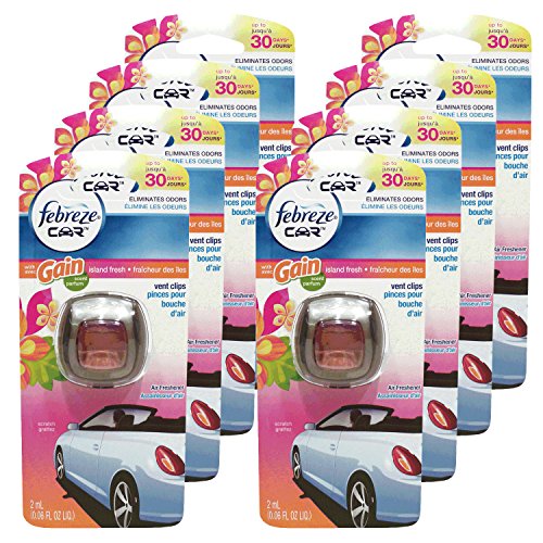FEBREZE CAR VENT CLIPS AIR FRESHENER AND ODOR ELIMINATOR, GAIN ISLAND