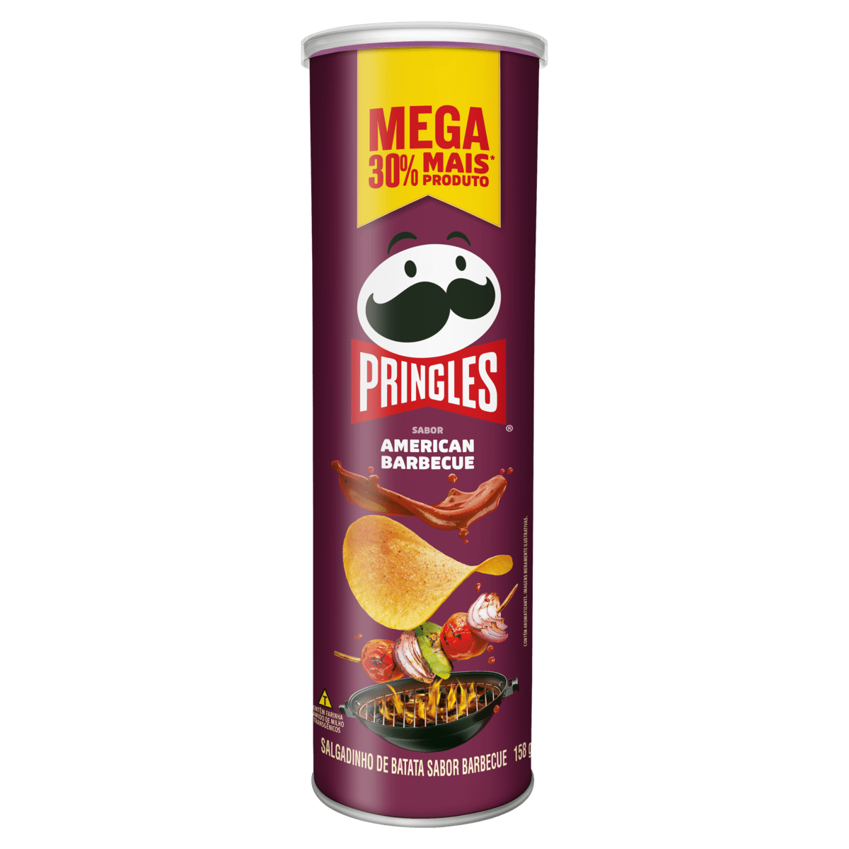 SALGADINHO DE BATATA AMERICAN BARBECUE PRINGLES MEGA TUBO 158G GTIN