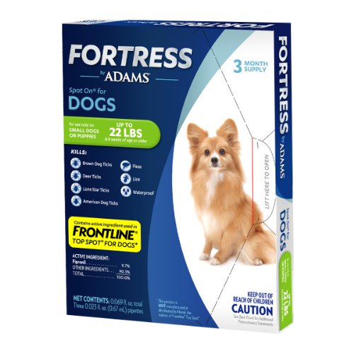 ADAMS FORTRESS SPOT ON FLEA AND TICK DROPS FOR SMALL DOGS WEIGHING 22