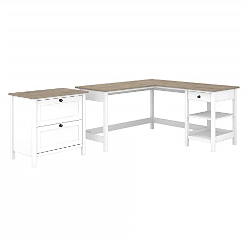BUSH FURNITURE MAYFIELD L SHAPED COMPUTER DESK WITH 2 DRAWER LATERAL