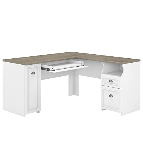 BUSH BUSINESS FURNITURE FAIRVIEW L SHAPED DESK WITH DRAWERS AND STORAGE