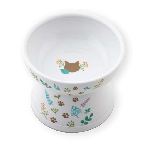 NECOICHI RAISED STRESS FREE CAT FOOD BOWL, ELEVATED, BACKFLOW
