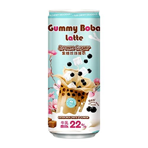OS BUBBLE GUMMY BOBA LATTE CANNED BUBBLE TEA DRINK WITH CHEWY BOBA