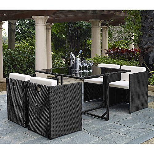 IDS HOME OUTDOOR PATIO SET 5 PIECE WICKER DECK FURNITURE DINING TABLE
