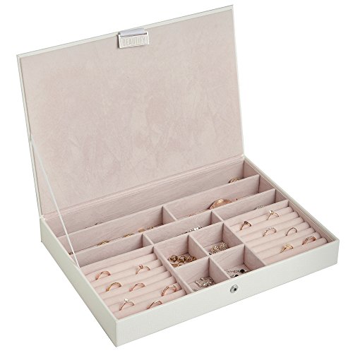 BEAUTIFY EXTRALARGE STACKABLE JEWELRY BOX ORGANIZER WITH LID FAUX