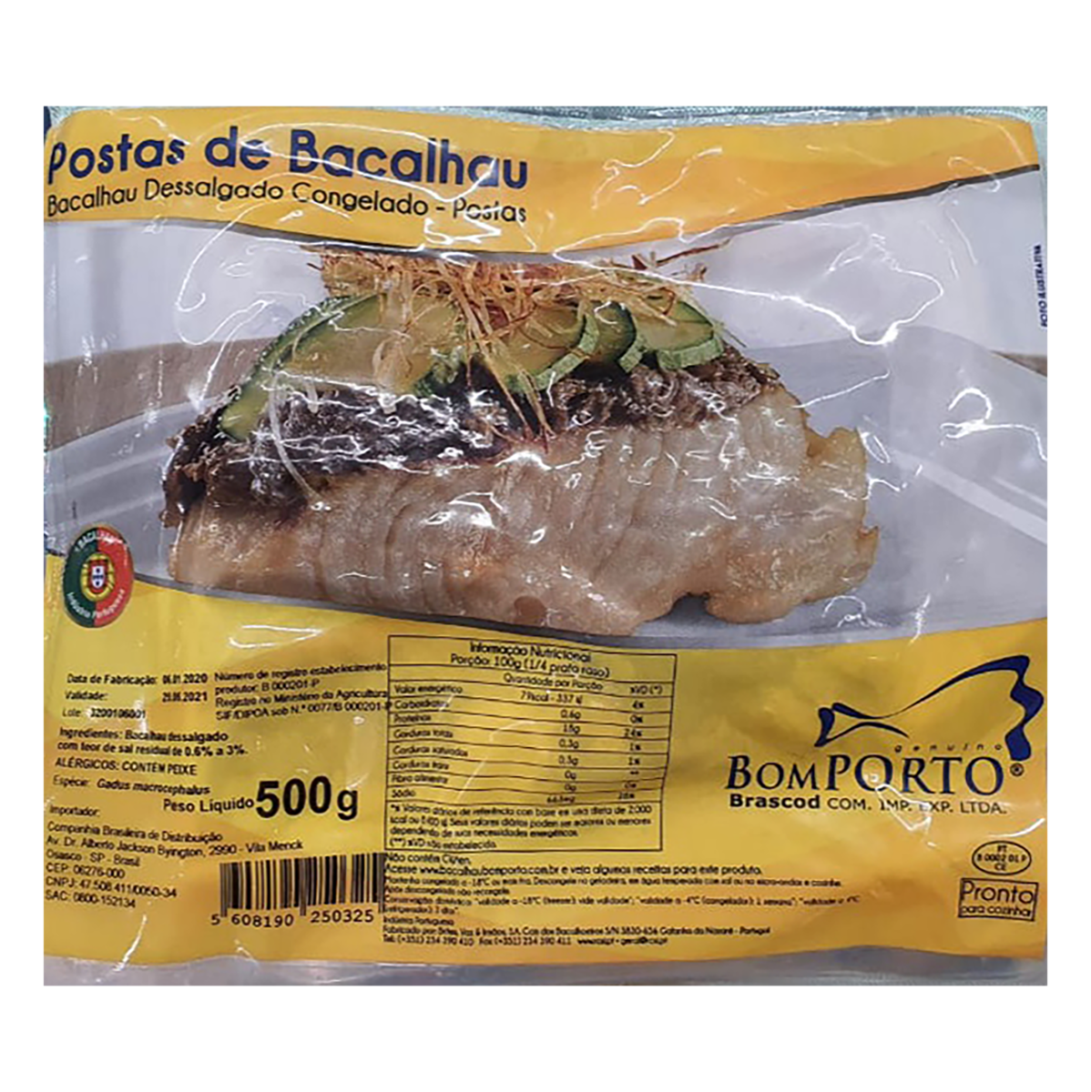 POSTA DE BACALHAU CONGELADO POSTA GADUS MACROCEPHALUS DESSALGADO BOM