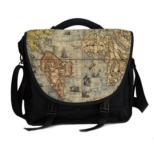 CUSTOM WORLD MAP LAPTOP SHOULDER MESSENGER BAG COMPUTER NOTEBOOK