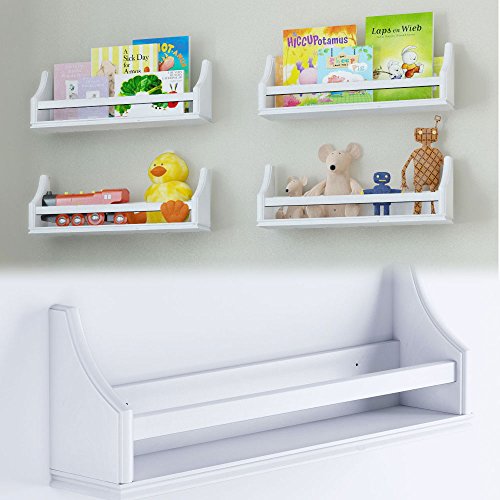 ONE STYLISH WHITE BABY NURSERY ROOM WALL SHELF STURDY BIRCH WOOD 20