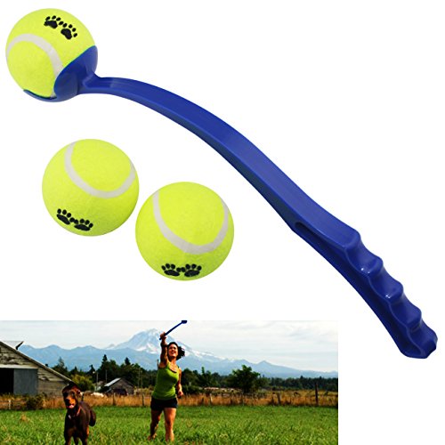 DOG BALL LAUNCHER / THROWER BY DFIED COMES WITH 3 TENNIS BALLS THROWER IS LIGHT WEIGHT