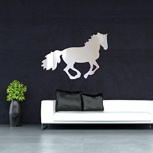 HOME ART DECALS DIY ACRYLIC MIRROR RUNNING HORSE WALL STICKERS