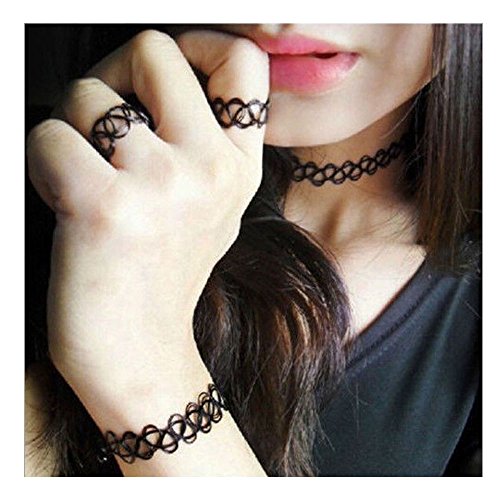 HUSUP® VINTAGE BLACK GOTHIC STRETCH ELASTIC DOUBLE LINE HENNA TATTOO