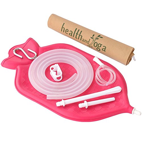 THE HEALTHANDYOGA(TM) ENEMA BAG KIT OPEN FOUNTAIN TOP (2 QUART) SILICONE TUBING AND STRONG
