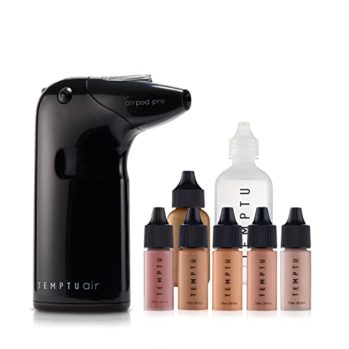 TEMPTU AIR INTRO AIRBRUSH MAKEUP KIT IN MEDIUM 9PIECE SET INCLUDES CORDLESS DEVICE, REFILLABLE