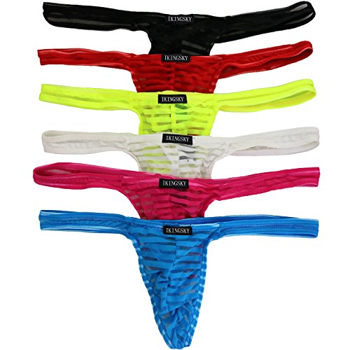 IKINGSKY MEN'S SEXY TRANSPARENT GSTRING LOW RAISE THONG UNDERWEAR PACK