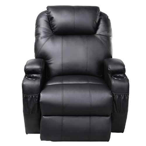 TANGKULA PU LEATHER ERGONOMIC HEATED MASSAGE RECLINER SOFA CHAIR DELUXE