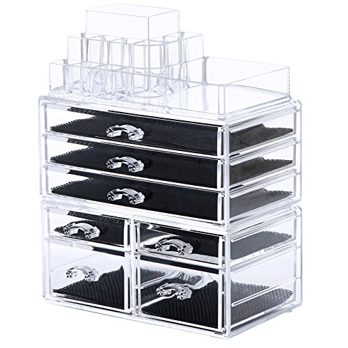 SONGMICS ACRYLIC COSMETIC/MAKEUP ORGANIZER JEWELRY DISPLAY BOXES BATHROOM STORAGE CASE 3 PIECES